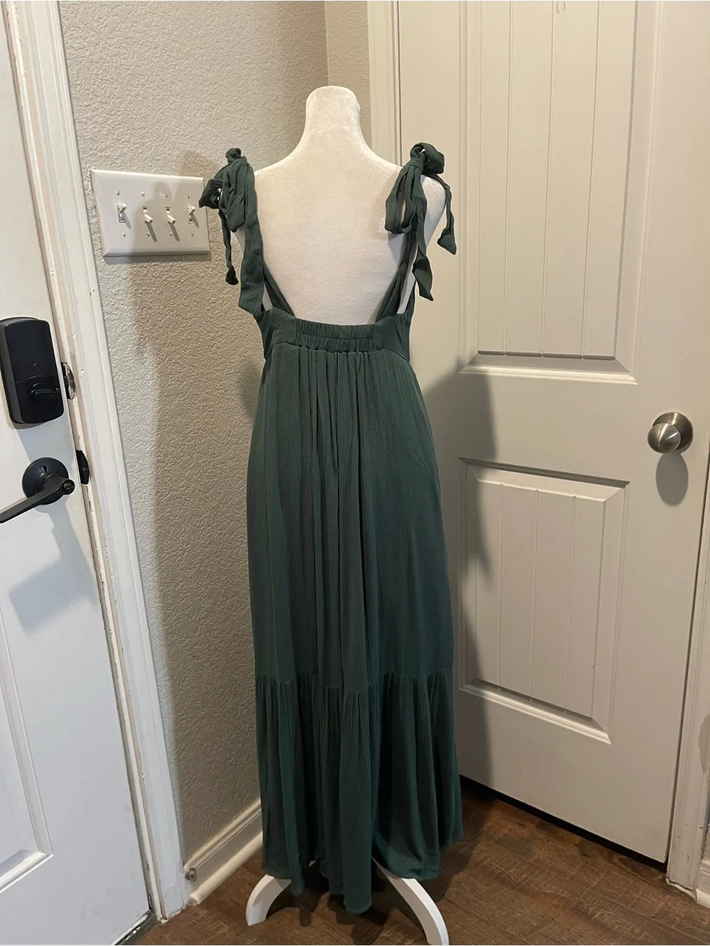 Abercrombie & Fitch Olive Green Tie-Shoulder Maxi Dress